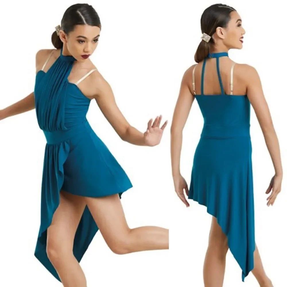 Weissman Dance costume teal jersey dress Depth Over Distance 11417 Adult LA